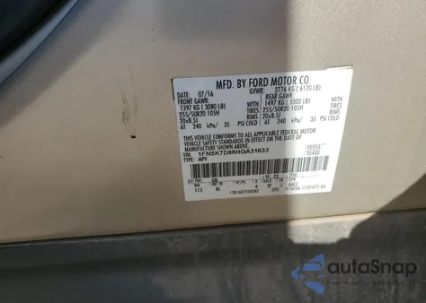 2017 Ford Explorer Xlt from USA, damaged, VIN 1FM5K7D86HGA31633